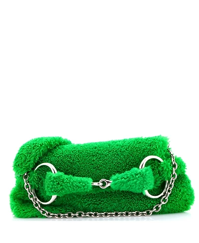 Pre-Owned Gucci Medium Horsebit Chain Shoulder Bag Shearling