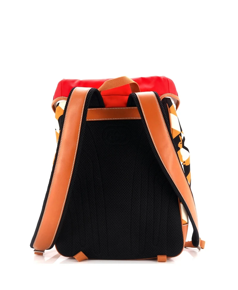 Pre-Owned Gucci Interlocking G Patch Flap Buckle Backpack Printed Nylon and Gg Coated Canvas