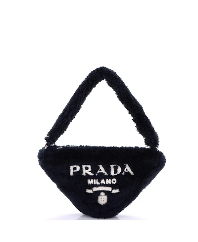 Pre-Owned Prada Mini Triangle Top Handle Pouch Bag Terry Cloth