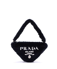 Pre-Owned Prada Mini Triangle Top Handle Pouch Bag Terry Cloth