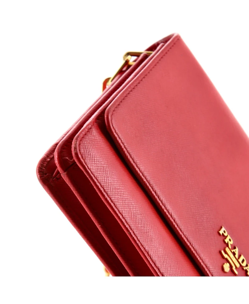 Pre-Owned Prada Small Wallet on Strap Saffiano Leather