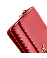 Pre-Owned Prada Small Wallet on Strap Saffiano Leather