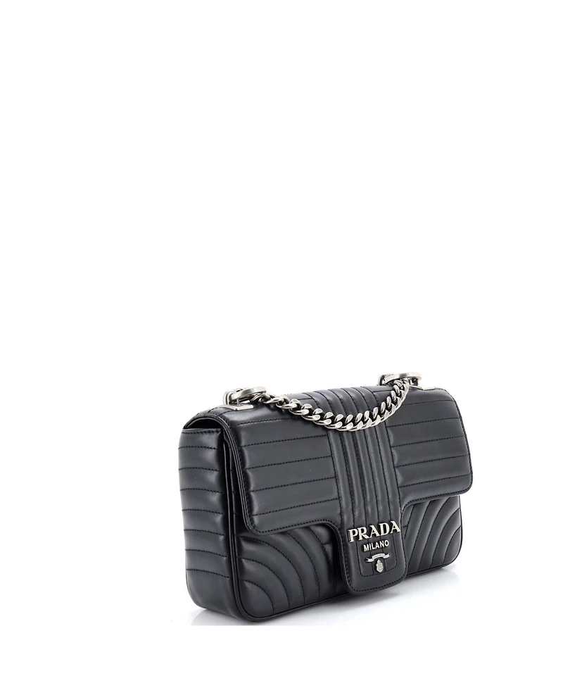 Pre-Owned Prada Medium Chain Flap Shoulder Bag Diagramme Quilted Leather