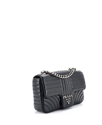 Pre-Owned Prada Medium Chain Flap Shoulder Bag Diagramme Quilted Leather