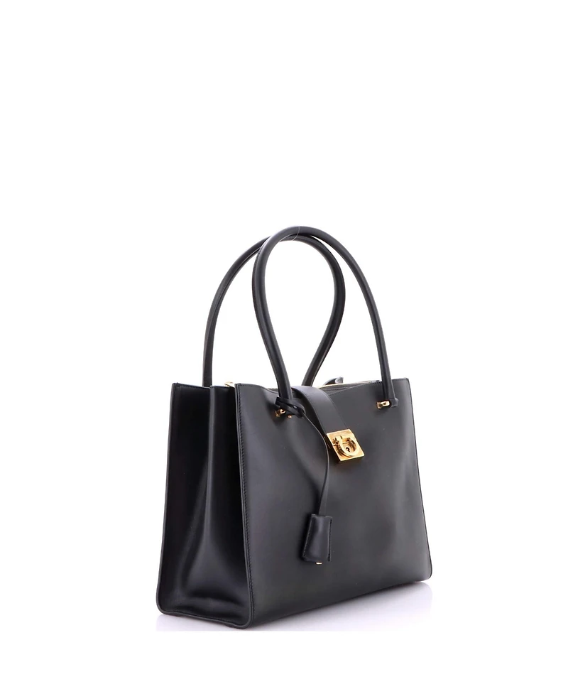 Pre-Owned Salvatore Ferragamo Medium Gancio Lock Tote Leather