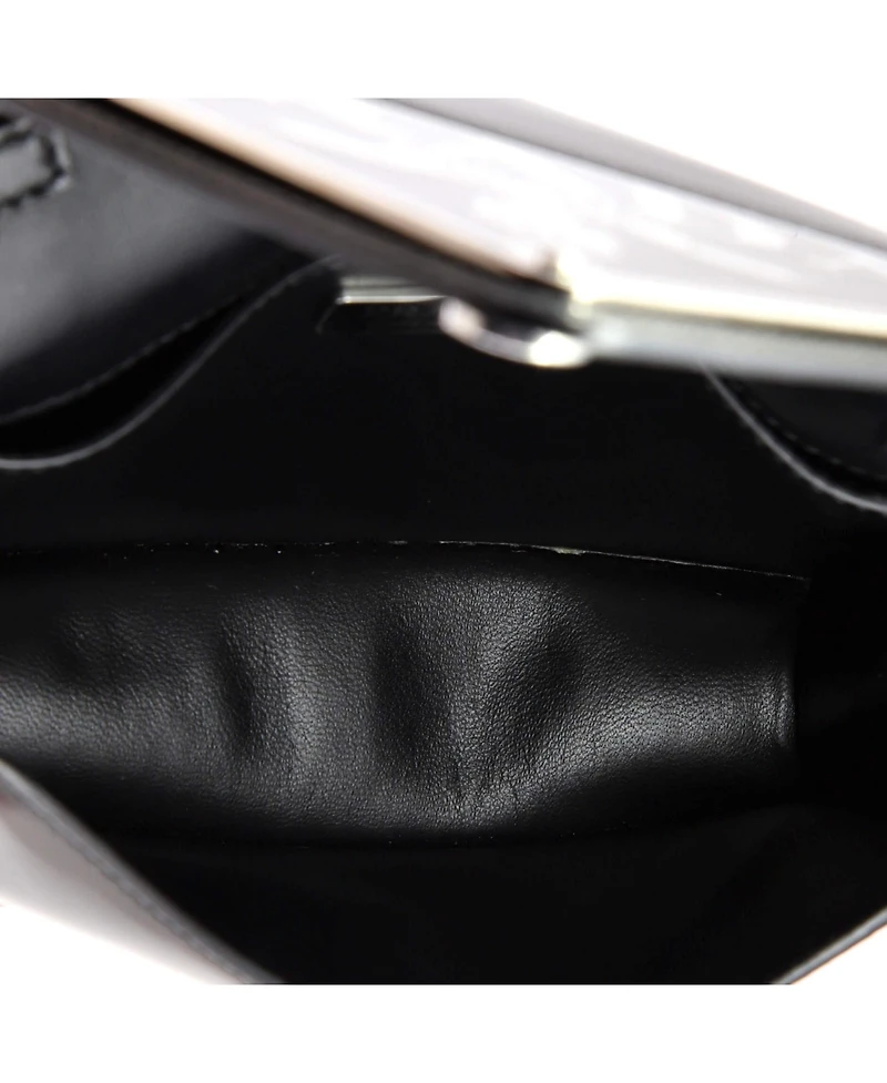 Pre-Owned Prada Small Maxi Triangle Logo Chain Flap Bag Brushed Leather