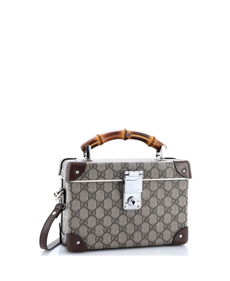 Pre-Owned Gucci Bamboo Globe-Trotter Vanity Case Gg Coated Canvas