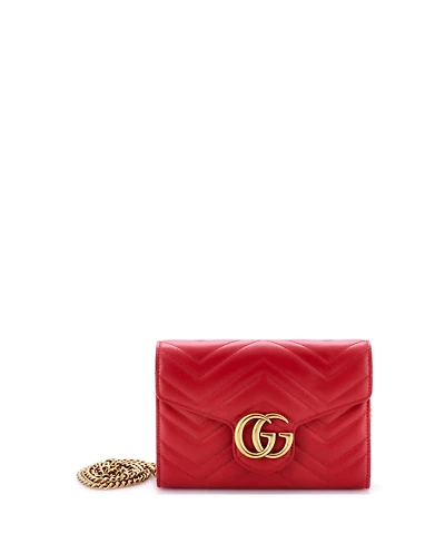 Pre-Owned Gucci Mini Gg Marmont Chain Wallet Matelasse Leather