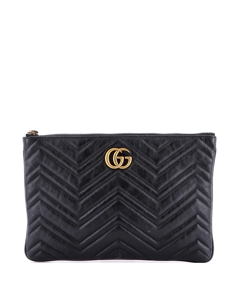 Pre-Owned Gucci Gg Marmont Clutch Matelasse Leather
