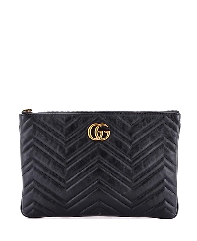 Pre-Owned Gucci Gg Marmont Clutch Matelasse Leather