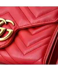 Pre-Owned Gucci Mini Gg Marmont Chain Wallet Matelasse Leather