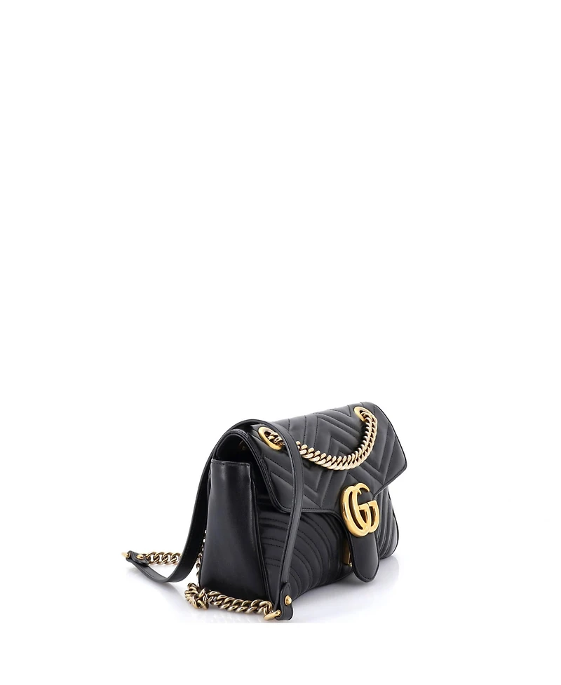 Pre-Owned Gucci Medium Gg Marmont Flap Bag Matelasse Leather