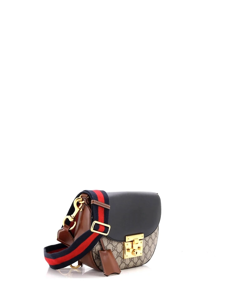 Pre-Owned Gucci Medium Padlock Saddle Shoulder Bag Gg Coated Canvas and Leather