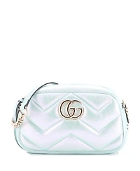 Pre-Owned Gucci Small Gg Marmont Shoulder Bag Chevron Iridescent Leather