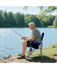 Sugift Portable Folding Oxford Cloth Camping Chair with Cup Holder and Side Pocket