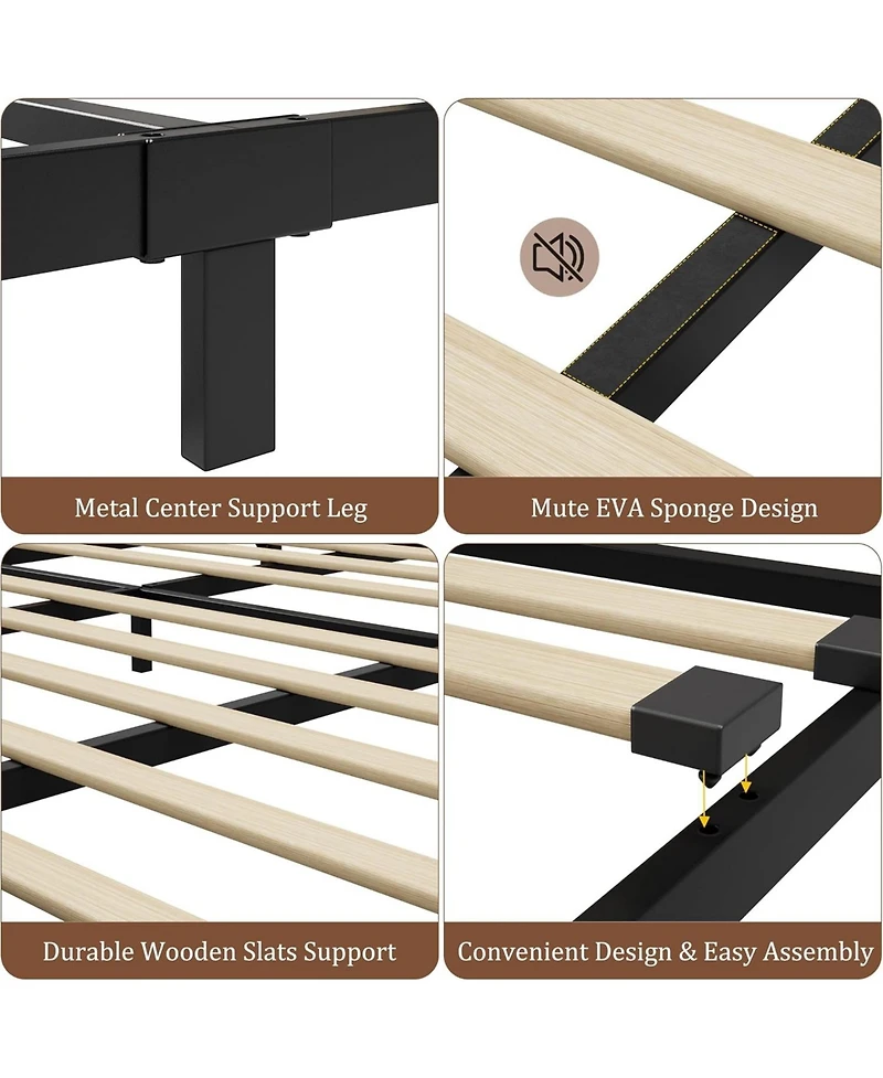 gaomon Twin Platform Bed Frame with Wood Headboard and Footboard, 6" Underbed Storage, No Box Spring, Easy Assembly, 2-Pack