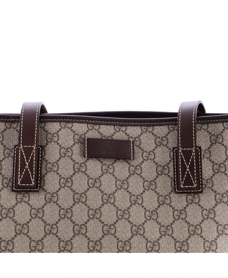 Pre-Owned Gucci Medium Plus Tote Gg Coated Canvas with Leather