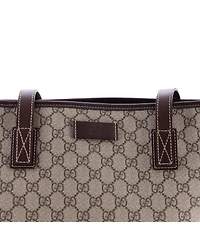 Pre-Owned Gucci Medium Plus Tote Gg Coated Canvas with Leather