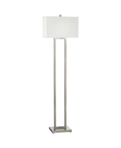 Possini Euro Design Duarte Modern 61" Tall Standing Floor Lamp Open Column Silver Metal Satin Nickel Finish Living Room Bedroom