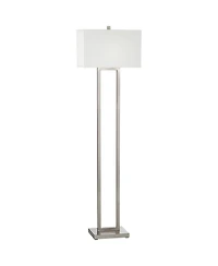 Possini Euro Design Duarte Modern 61" Tall Standing Floor Lamp Open Column Silver Metal Satin Nickel Finish Living Room Bedroom