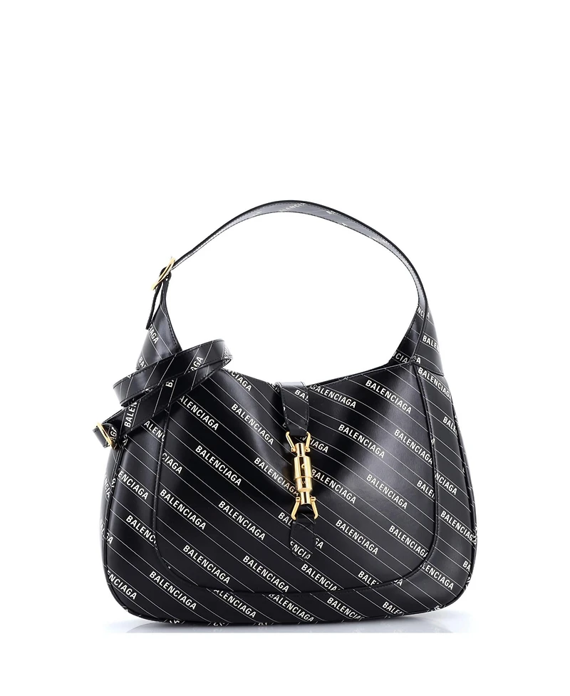 Pre-Owned Gucci Medium x Balenciaga The Hacker Project Jackie 1961 Hobo Printed Leather