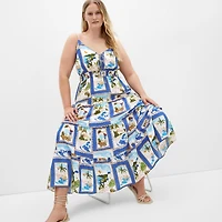 City Chic Plus Aiza Postcard Print Maxi Dress