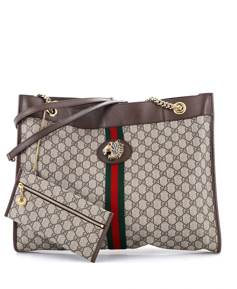 Pre-Owned Gucci Large Rajah Chain Tote Gg Coated Canvas