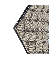 Pre-Owned Gucci Large Zipped Pouch Angry Cat Gg Coated Canvas