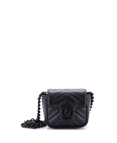Pre-Owned Gucci Mini Gg Marmont Flap Belt Bag Matelasse Leather