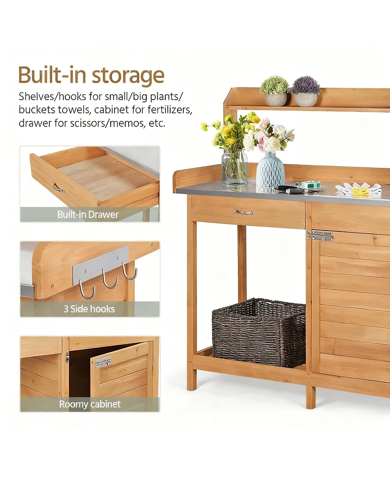 Yigii Multifunctional Garden pot plant rack with metal top