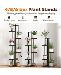 Sugift Three Piece Tall Wood Plant Stand Set with Multi Tier Design