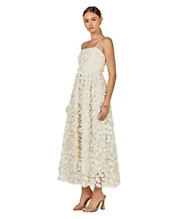 endless rose Women's 3D Floral Sleeveless Midi Dress