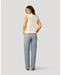 Cable & Gauge Women's Voile Mix Ruffle Trim Top