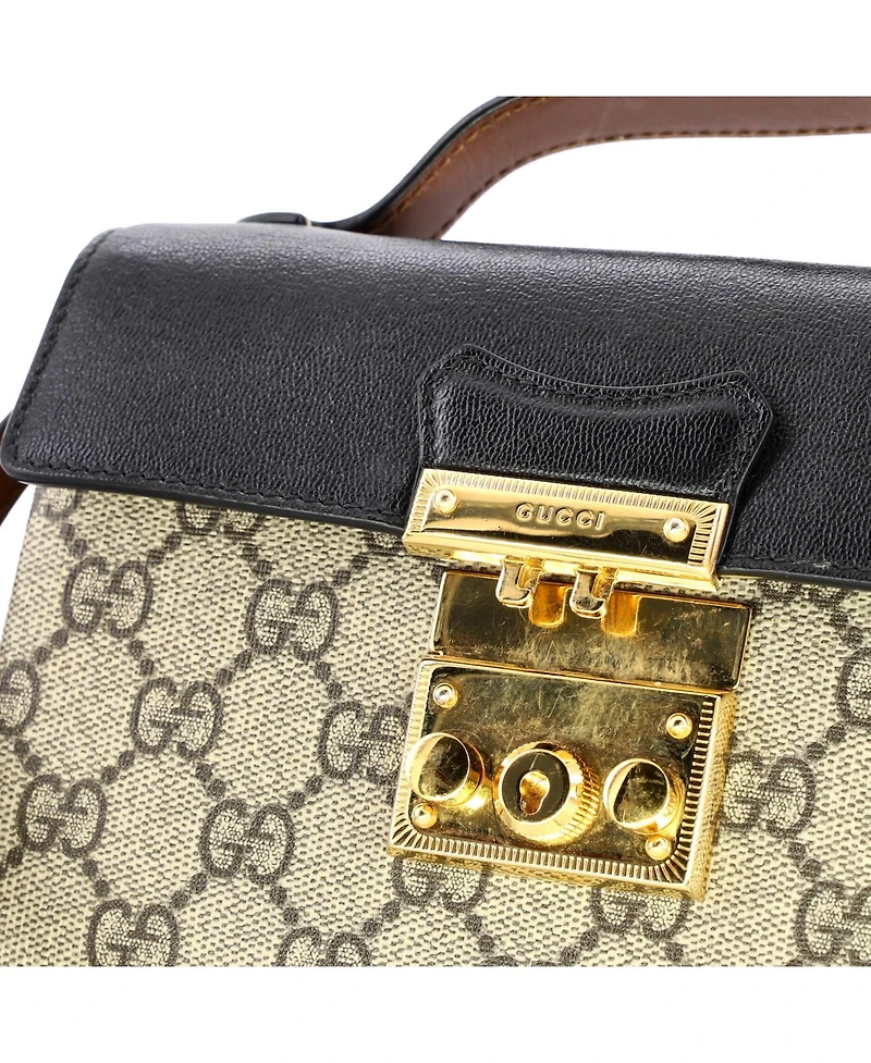 Pre-Owned Gucci Mini Padlock Top Handle Bag Gg Coated Canvas and Leather