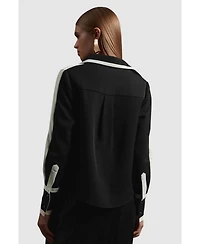 Karen Millen Women's Colour Block Twill Woven Shirt