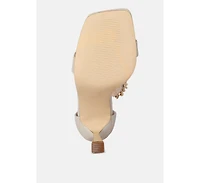 Womens Real Gem T Strap Chain Detail Sandals