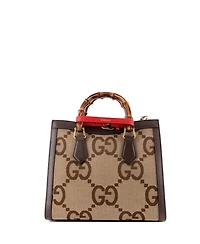 Pre-Owned Gucci Small Diana Nm Bamboo Handle Tote Jumbo Gg Canvas