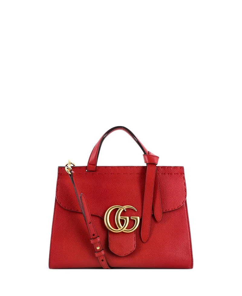 Pre-Owned Gucci Small Gg Marmont Top Handle Bag Leather
