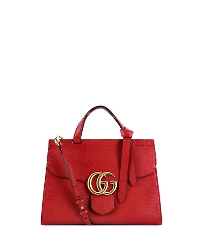 Pre-Owned Gucci Small Gg Marmont Top Handle Bag Leather