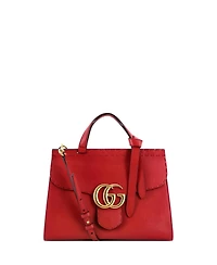 Pre-Owned Gucci Small Gg Marmont Top Handle Bag Leather