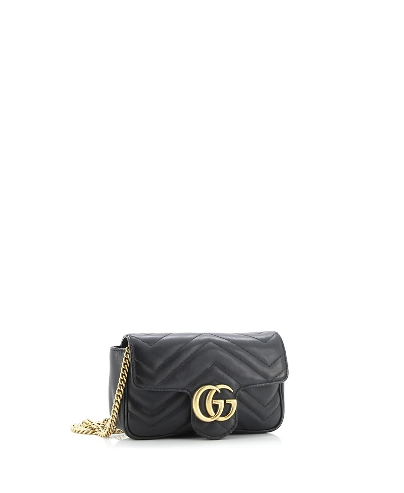 Pre-Owned Gucci Super Mini Gg Marmont Flap Bag Matelasse Leather