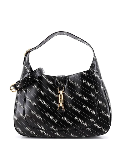 Pre-Owned Gucci Medium x Balenciaga The Hacker Project Jackie 1961 Hobo Printed Leather