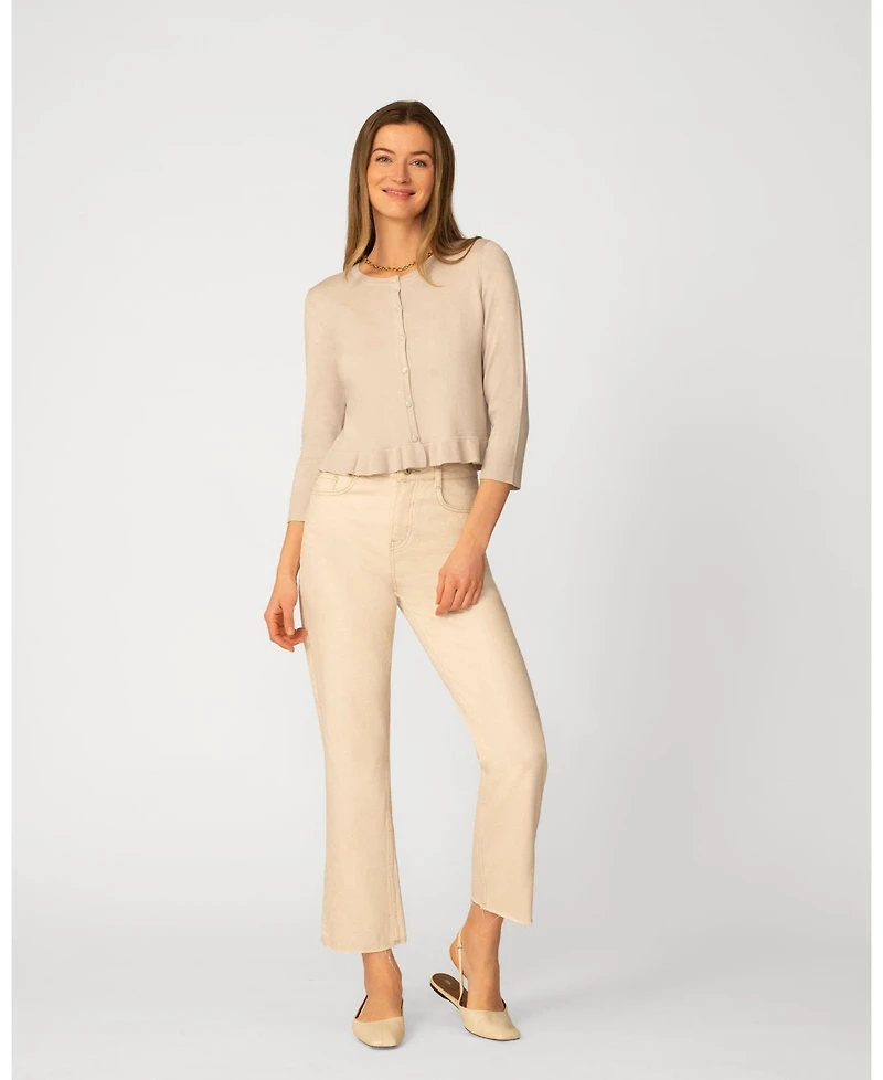 Cable & Gauge Women's Ruffle Hem Button Cardigan
