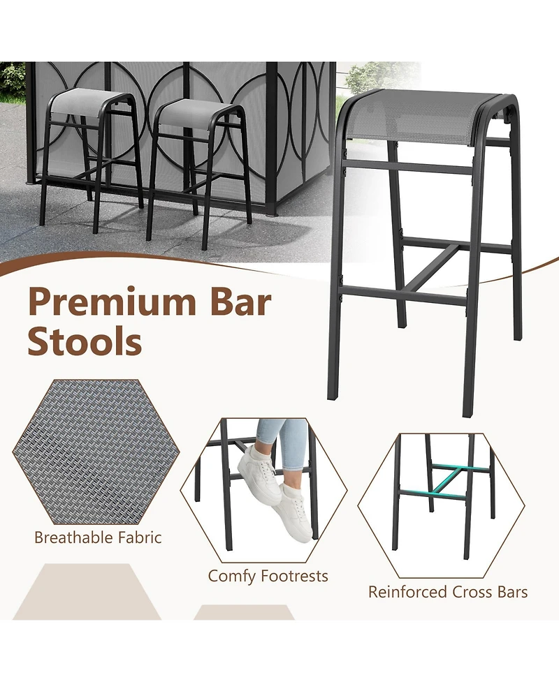 Sugift 6.5 x 4 x 8 ft Grill Gazebo Set with Bar Table and Stools