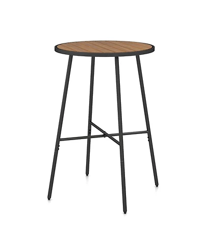 Sugift 41 in Outdoor Bar Height Round Patio Table with Wood Top