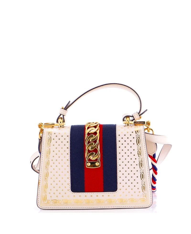 Pre-Owned Gucci Mini Sylvie Top Handle Bag Printed Leather