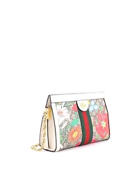 Pre-Owned Gucci Small Ophidia Chain Shoulder Bag Flora Gg Coated Canvas