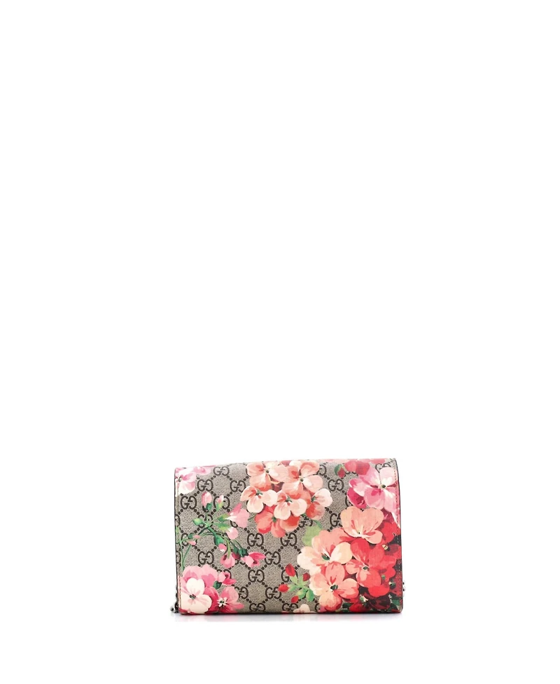 Pre-Owned Gucci Small Dionysus Chain Wallet Blooms Print Gg Coated Canvas