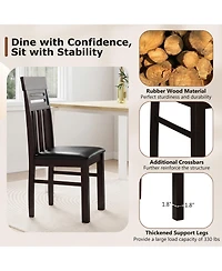 Gymax Dining Chairs Set of Pu Leather Farmhouse Side for Kitchen Living Room