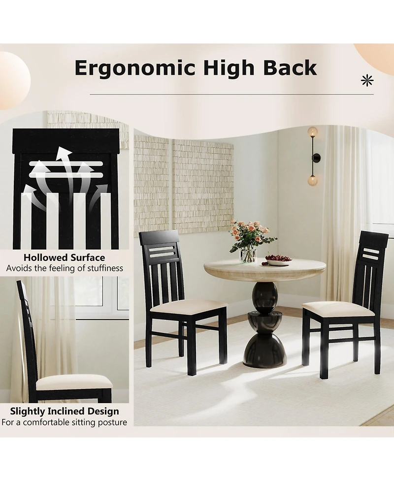 Gymax Dining Chairs Set of Pu Leather Farmhouse Side for Kitchen Living Room